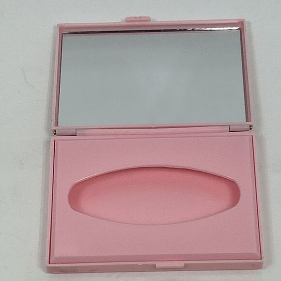 Vintage Celluloid Pink Pocket Vanity Mirror Compact Tissue Holder Asian Floral - Picture 3 of 8